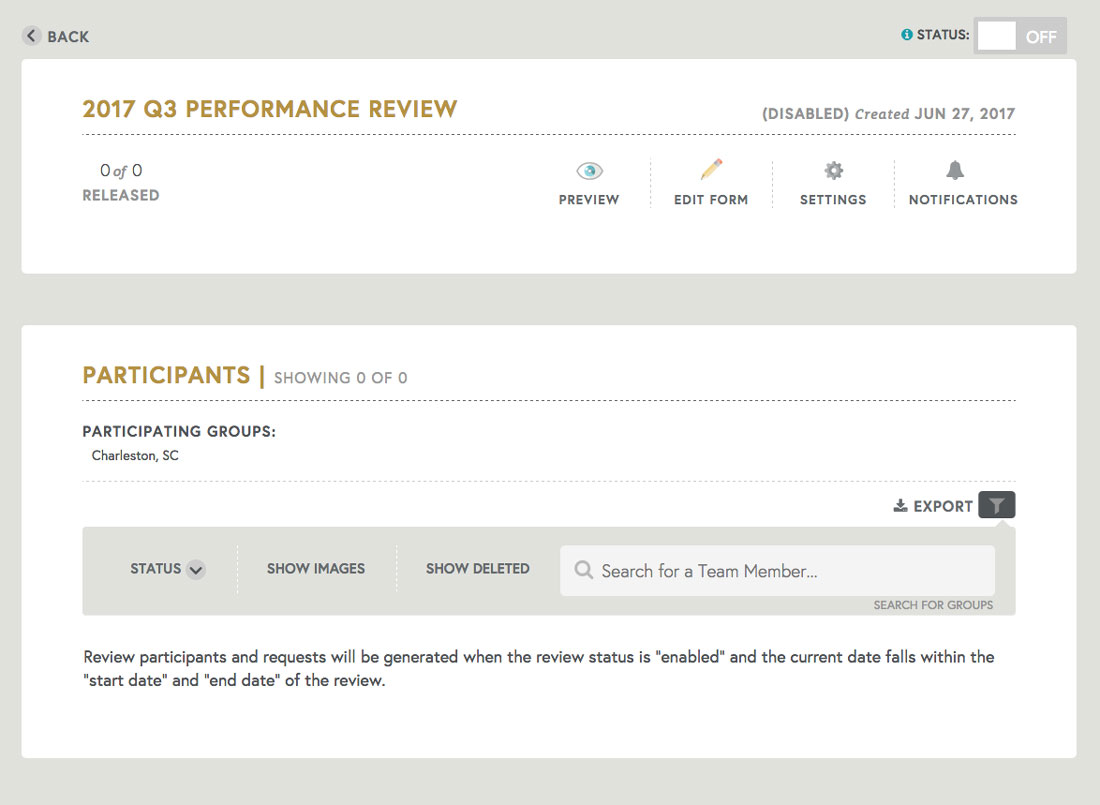 employee performance review status page tracking employee performance