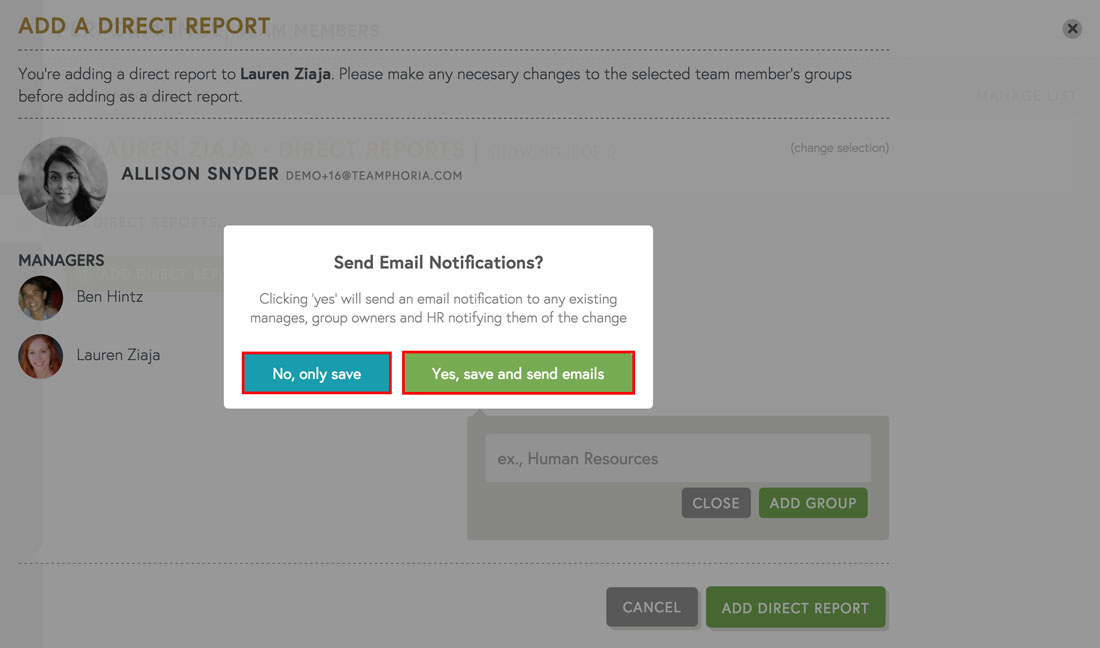 sending email notifications on employee engagement software