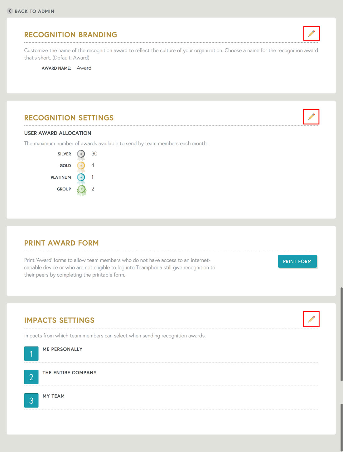 employee recognition templates allow you to choose allotment, employee recognition name and types