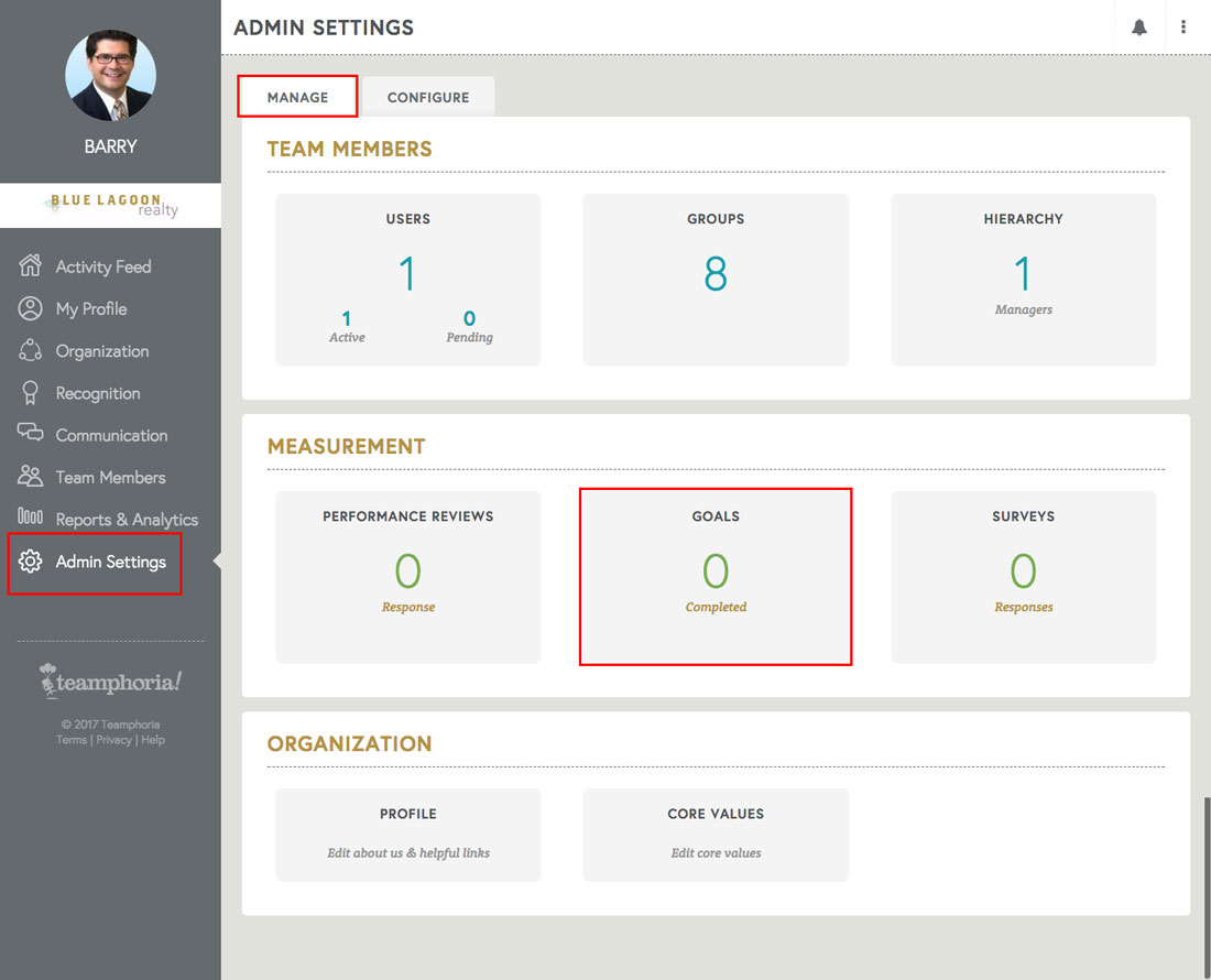 employee engagement platform admin view