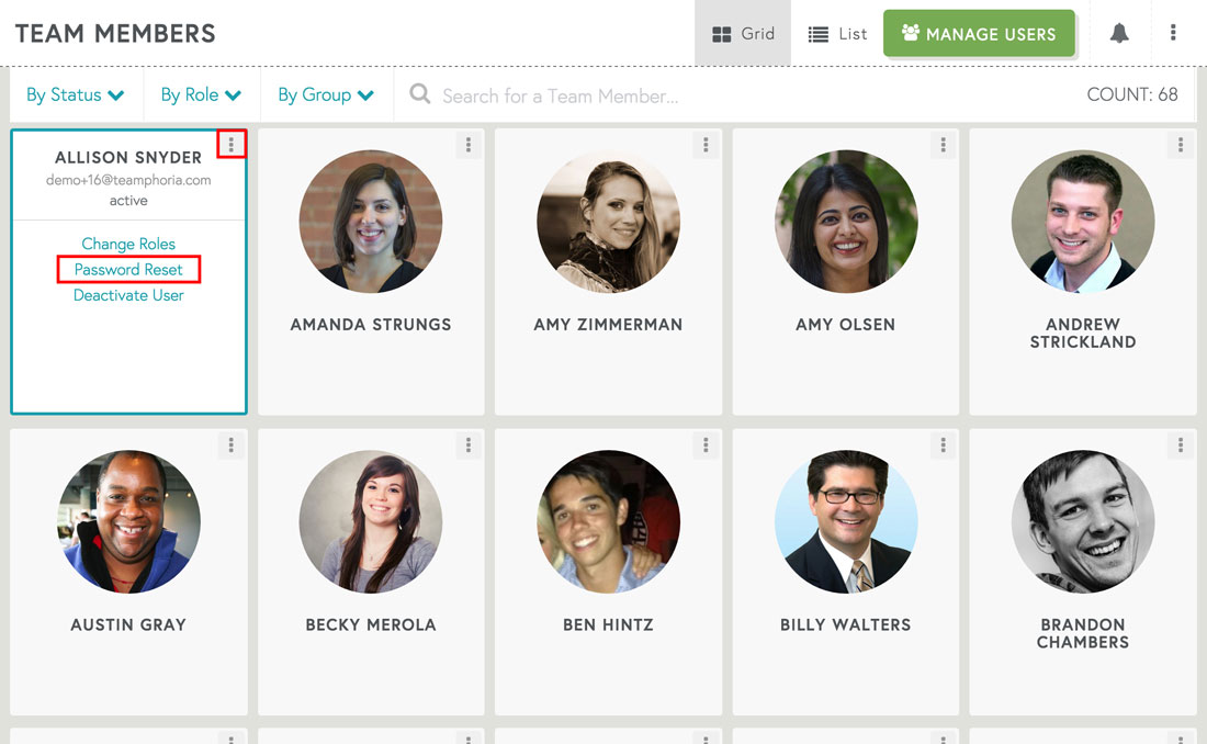 resetting employee password on engagement software