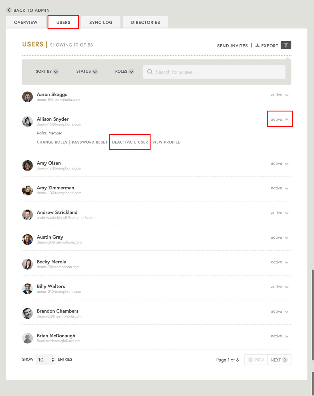 deactivating users in employee recognition software