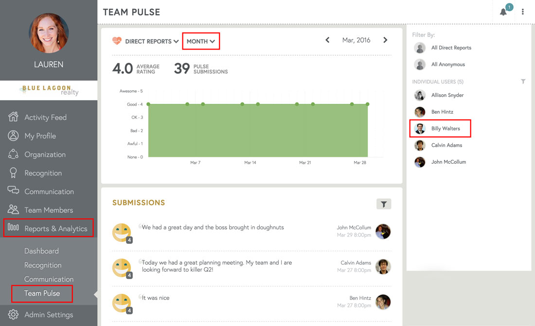view employee engagement and measure culture with free performance management software