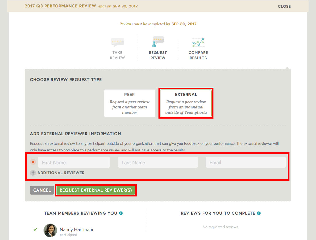 employee review external review request